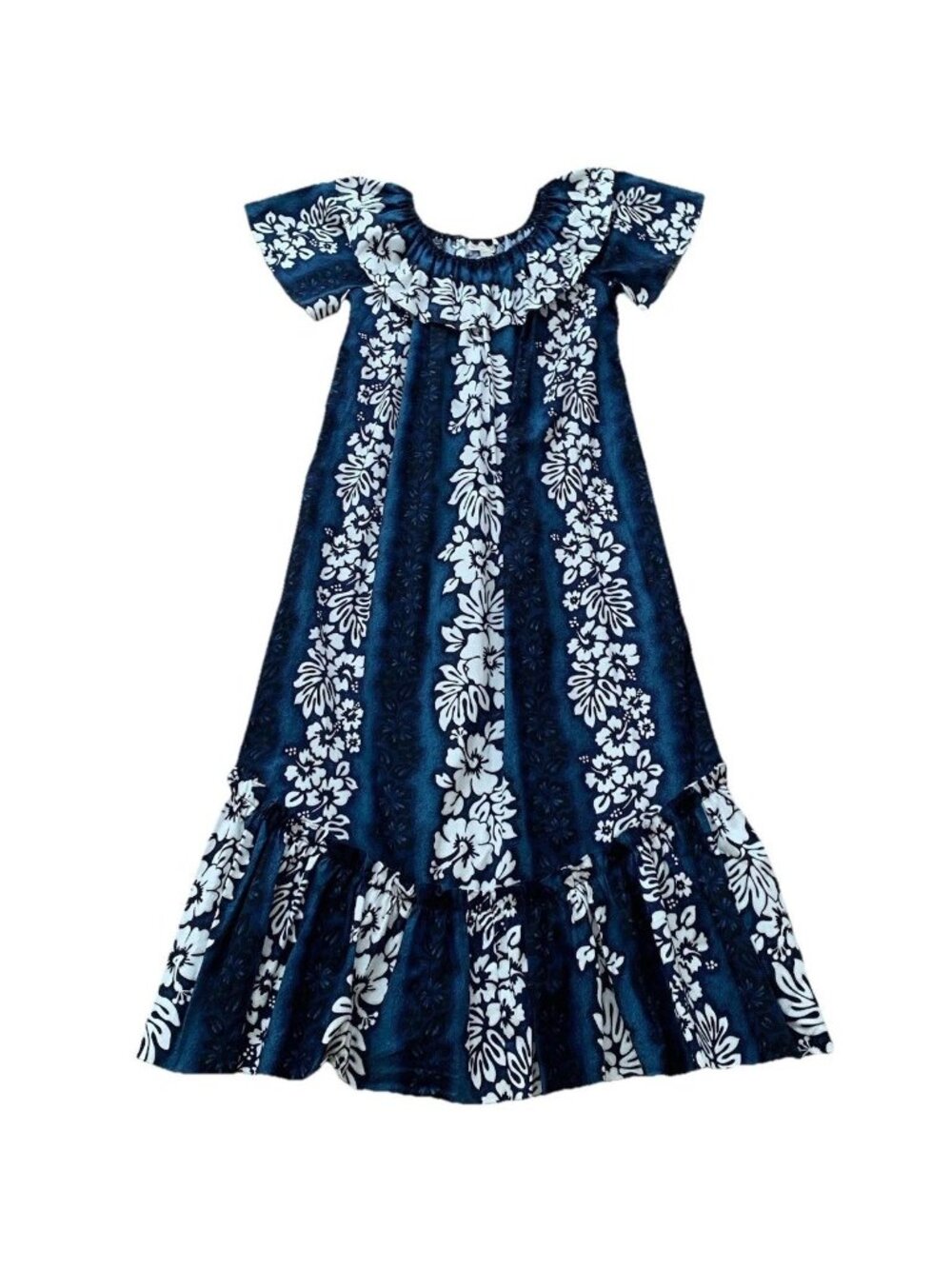 Royal Hawaiian Creations Women’s Small Blue Floral Off Shoulder Maxi Dress